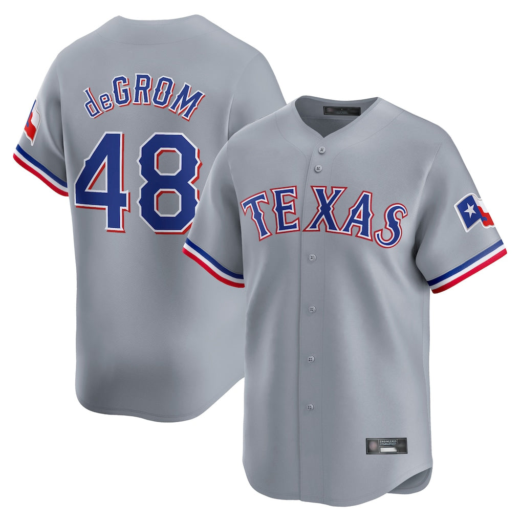 Ldoa T.Rangers #48 Jacob deGrom Player Gray Home Limited Stitched Jerseys