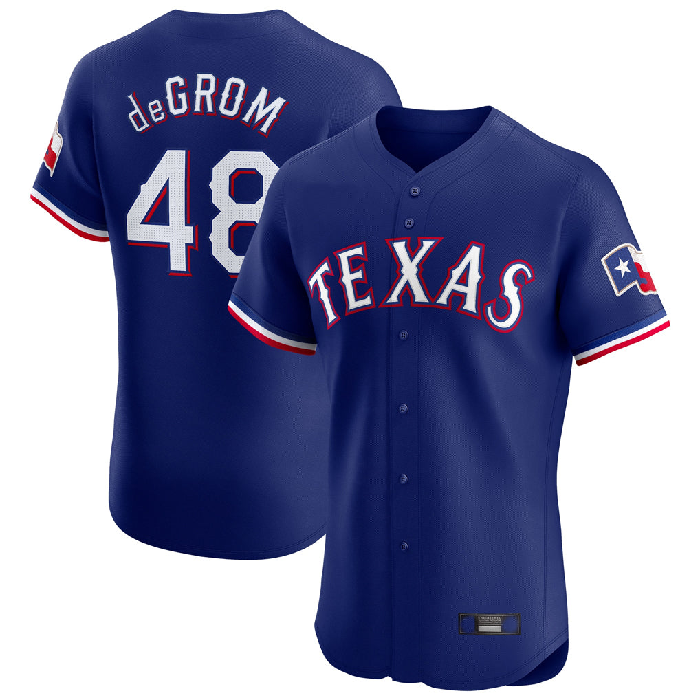 Ldoa T.Rangers #48 Jacob deGrom Player Royal Elite Home Limited Stitched Jerseys