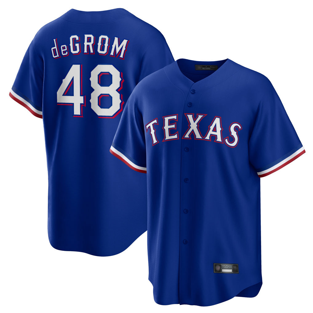 Ldoa T.Rangers #48 Jacob deGrom Player Royal Home Game Stitched Jerseys