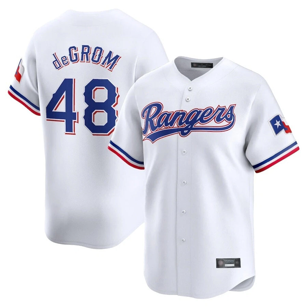 Ldoa T.Rangers #48 Jacob deGrom Player White Home Limited Stitched Jerseys