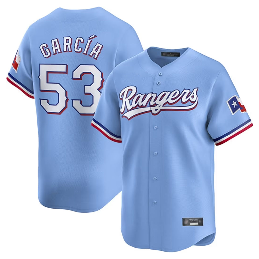 Ldoa T.Rangers #53 Adolis Garcia Player Light Blue Home Limited Stitched Jerseys