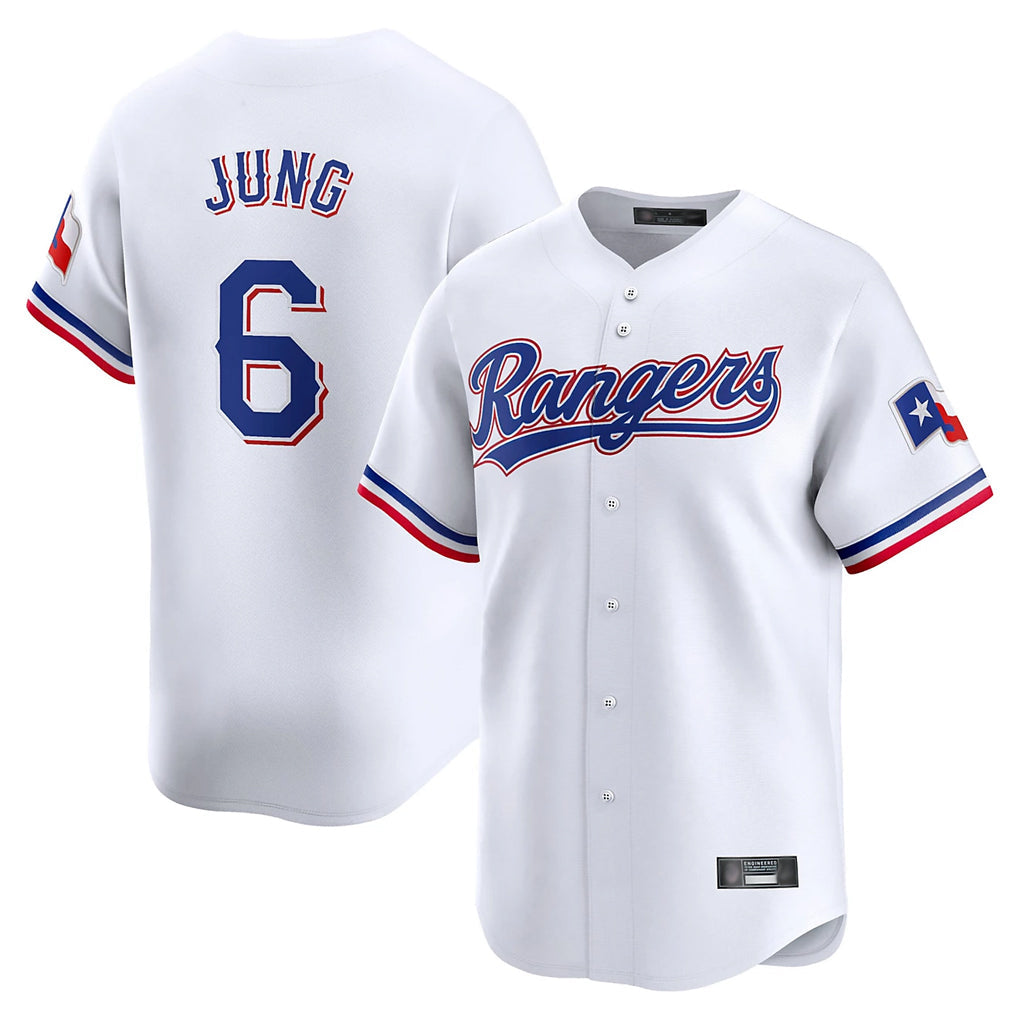 Ldoa T.Rangers #6 Josh Jung Player White&Blue Home Limited Stitched Jerseys