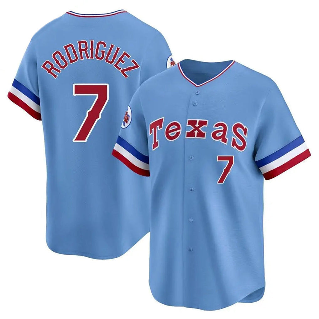 Ldoa T.Rangers #7 Ivan Rodriguez Player Light Blue Cooperstown Collection Limited Stitched Jerseys
