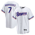 Ldoa T.Rangers #7 Ivan Rodriguez Player White Home Game Stitched Jerseys
