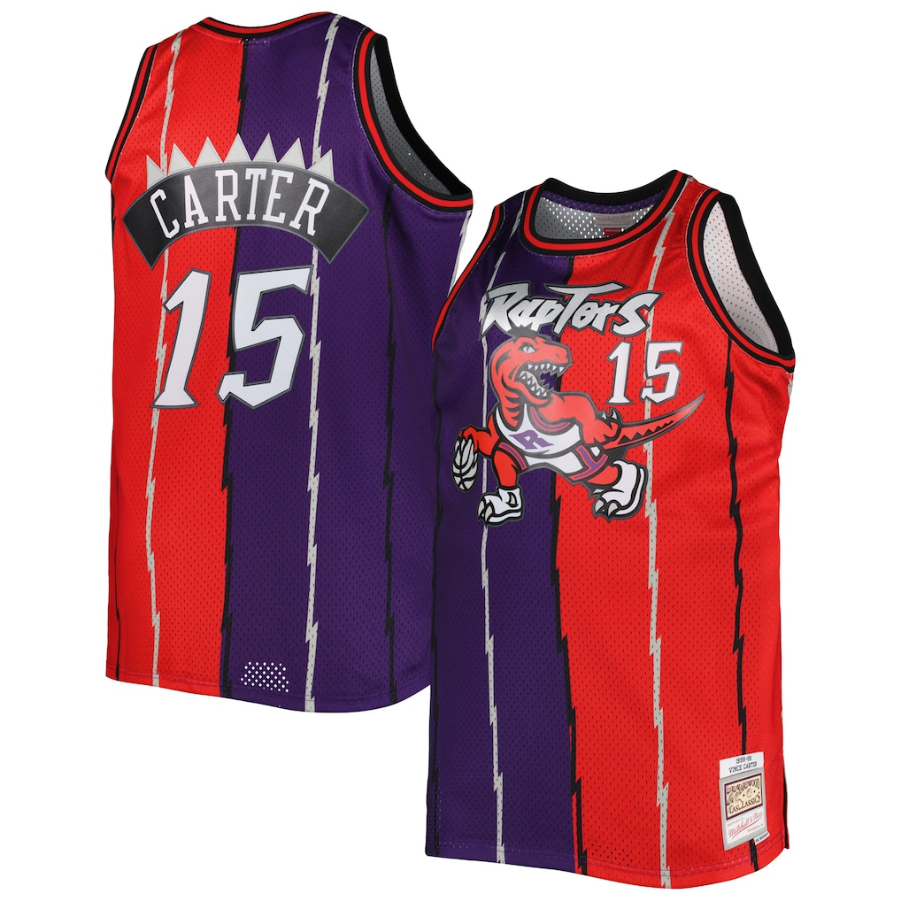 Ldoa T.Raptors Mitchell & Ness Purple Red Big & Tall Hardwood Classics 1998-99 Split Swingman Jerseys