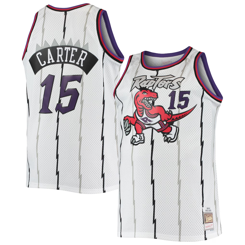 Ldoa T.Raptors #15 Vince Carter Mitchell & Ness White 1998-99 Big & Tall Hardwood Classics Swingman Jerseys