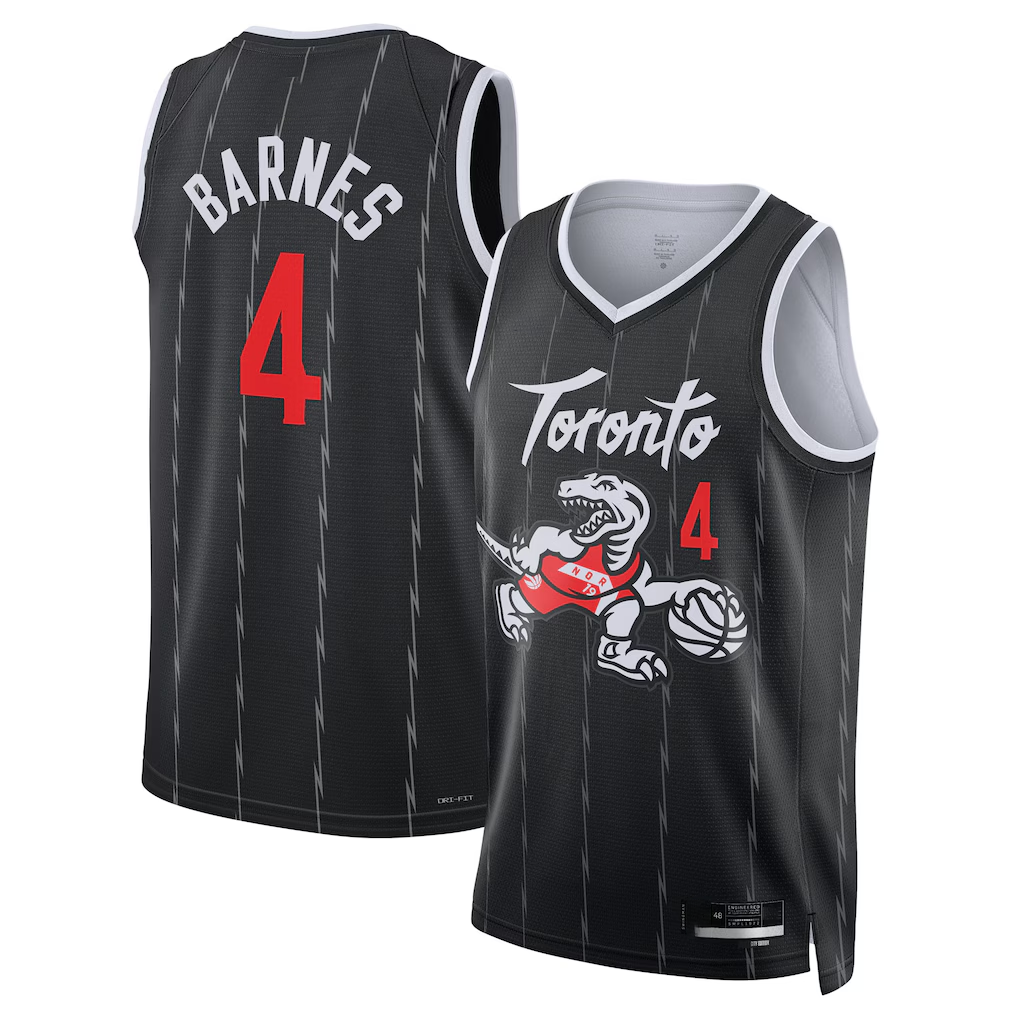 Ldoa T.Raptors #4 Scottie Barnes Black 2025-26 Swingman Jerseys - City Edition