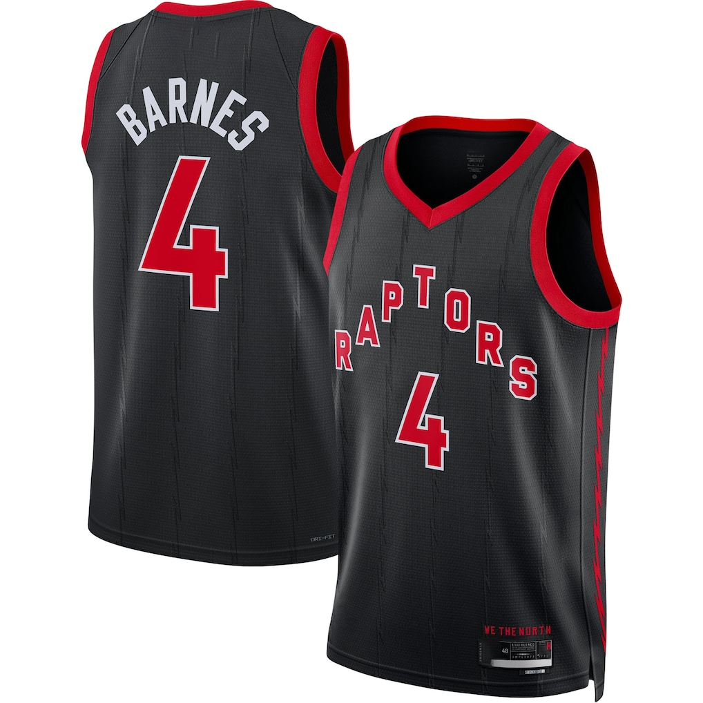 Ldoa T.Raptors #4 Scottie Barnes Black Swingman Jerseys - Statement Edition