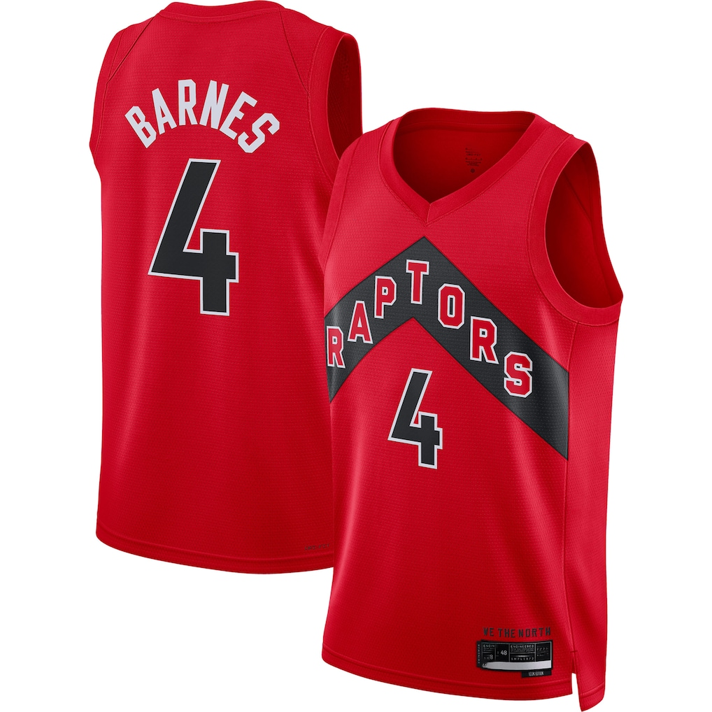 Ldoa T.Raptors #4 Scottie Barnes Red Swingman Jerseys - Icon Edition