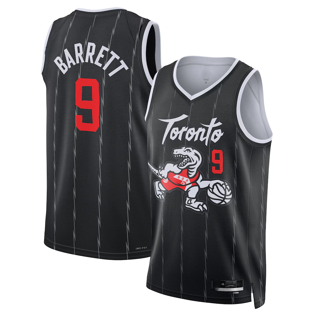 Ldoa T.Raptors #9 RJ Barrett Black 2025-26 Swingman Jerseys - City Edition