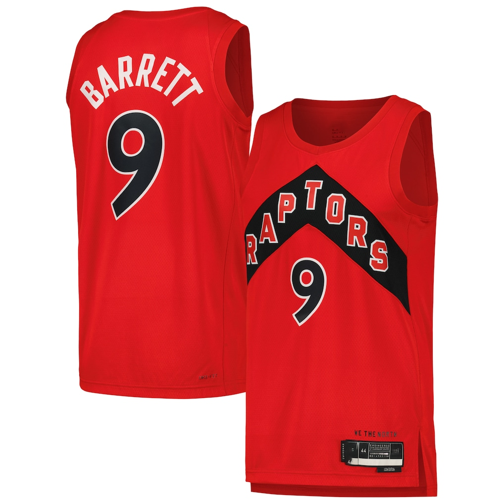 Ldoa T.Raptors #9 RJ Barrett Red Swingman Player Jerseys - Icon Edition
