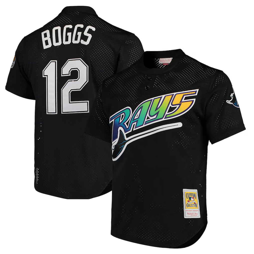 Ldoa TB.Rays #12 Wade Boggs Player Black Mitchell & Ness Cooperstown Replica Stitched Jerseys