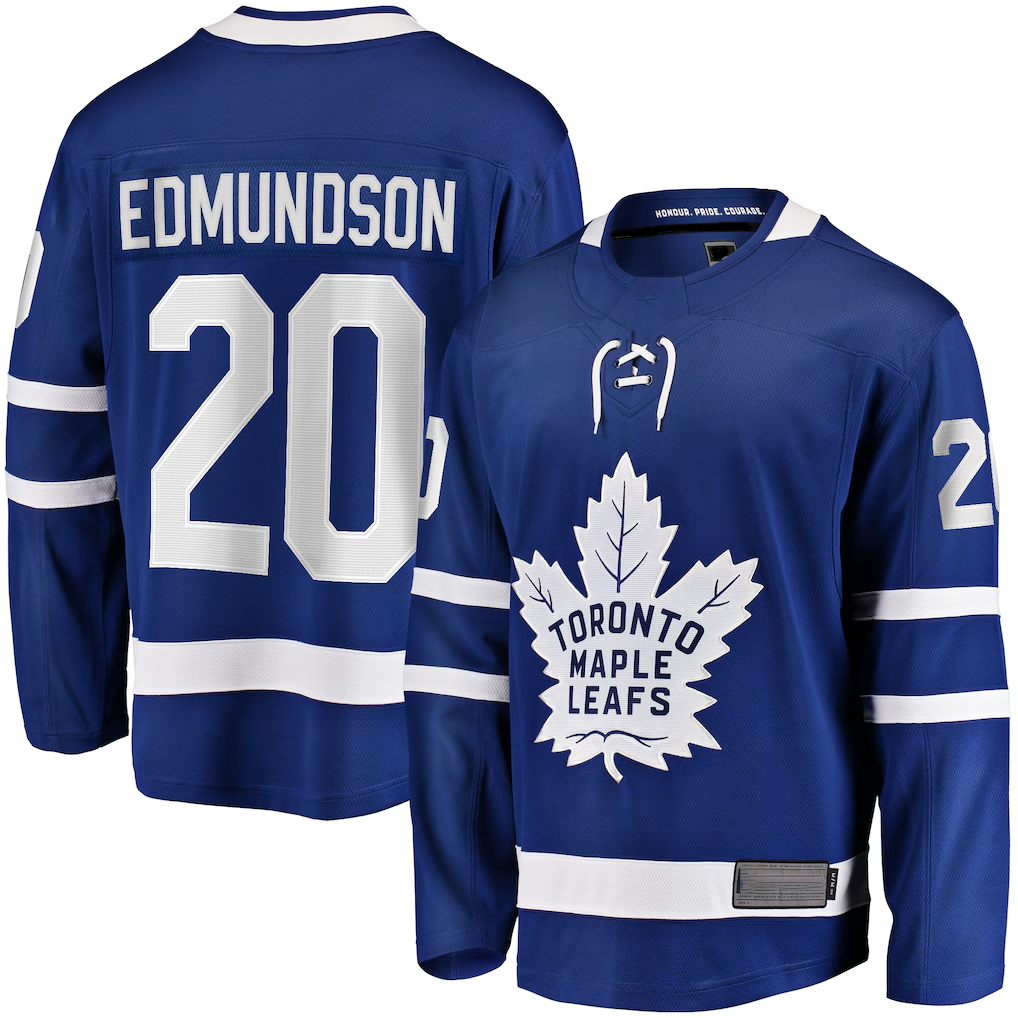 Tuec T.Maple Leafs #20 Joel Edmundson Blue Home Premier Breakaway Player Jerseys