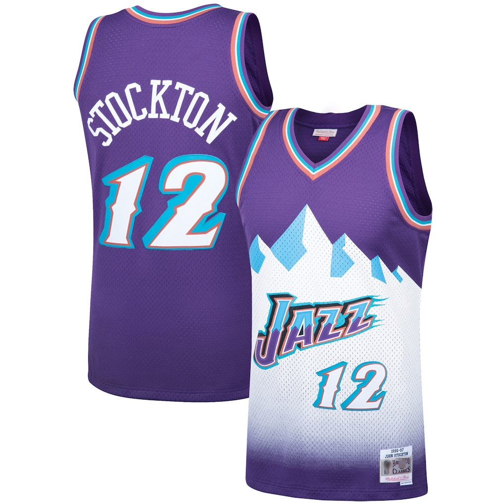 Ldoa U.Jazz #12 John Stockton Mitchell & Ness Purple Hardwood Classics Swingman Jerseys