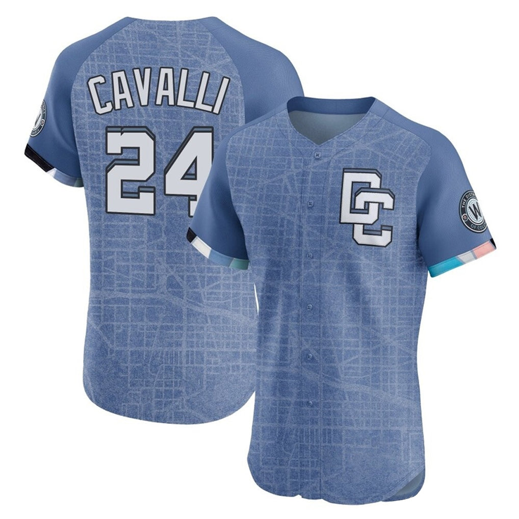 Ldoa W.Nationals #24 Cade Cavalli Player Blue City Connect Elite Limited Stitched Jerseys