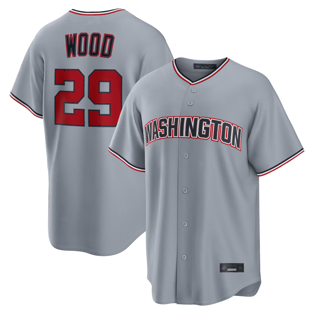 Ldoa W.Nationals #29 James Wood Player Gray Road Replica Stitched Jerseys