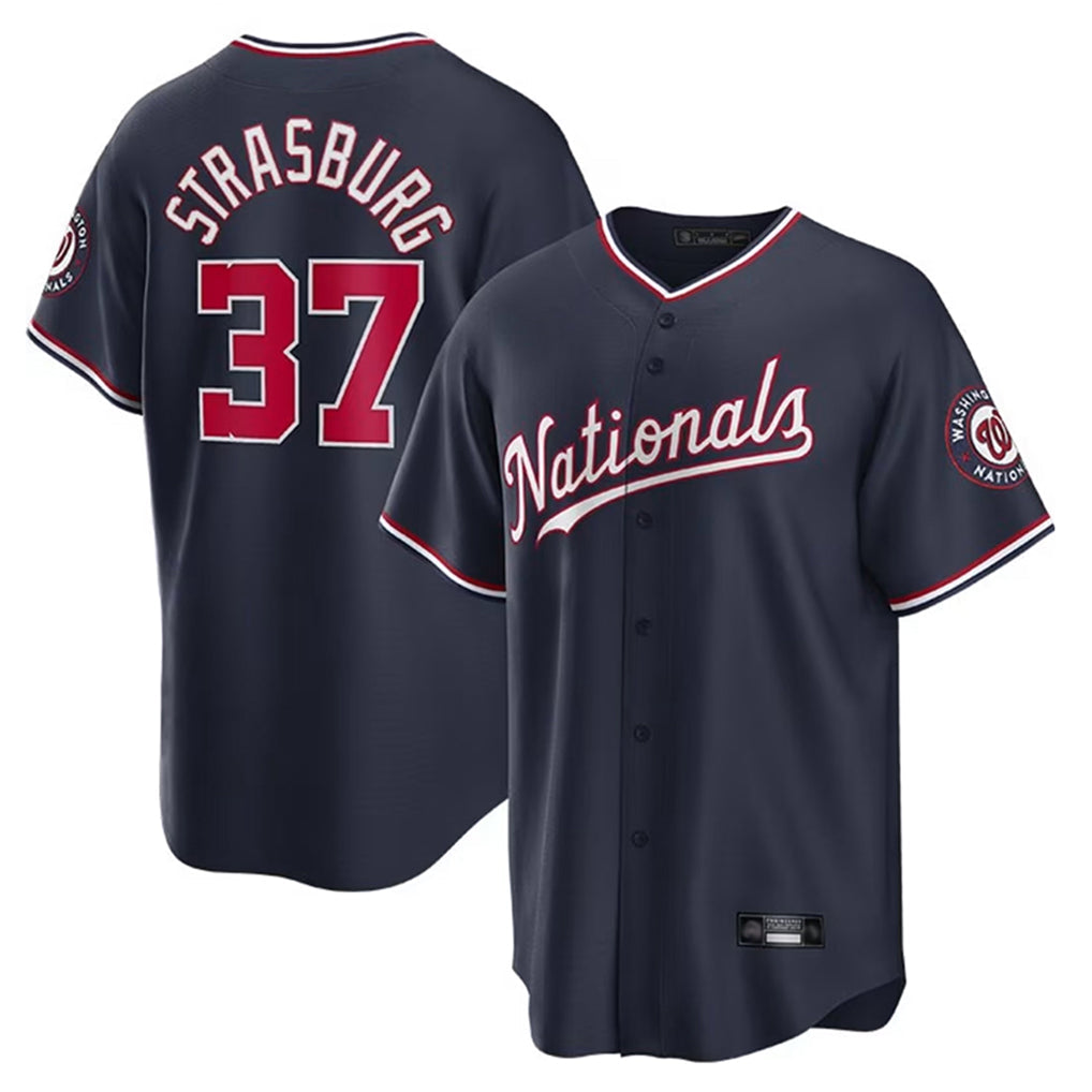 Ldoa W.Nationals #37 Stephen Strasburg Player Navy Replica Stitched Jerseys