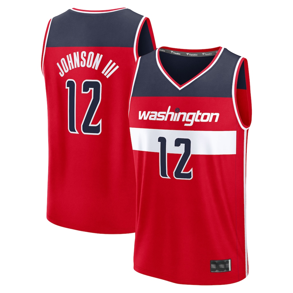 Ldoa W.Wizards #12 Tre Johnson III Red 2025  Draft First Round Pick Fast Break Replica Jerseys - Icon Edition