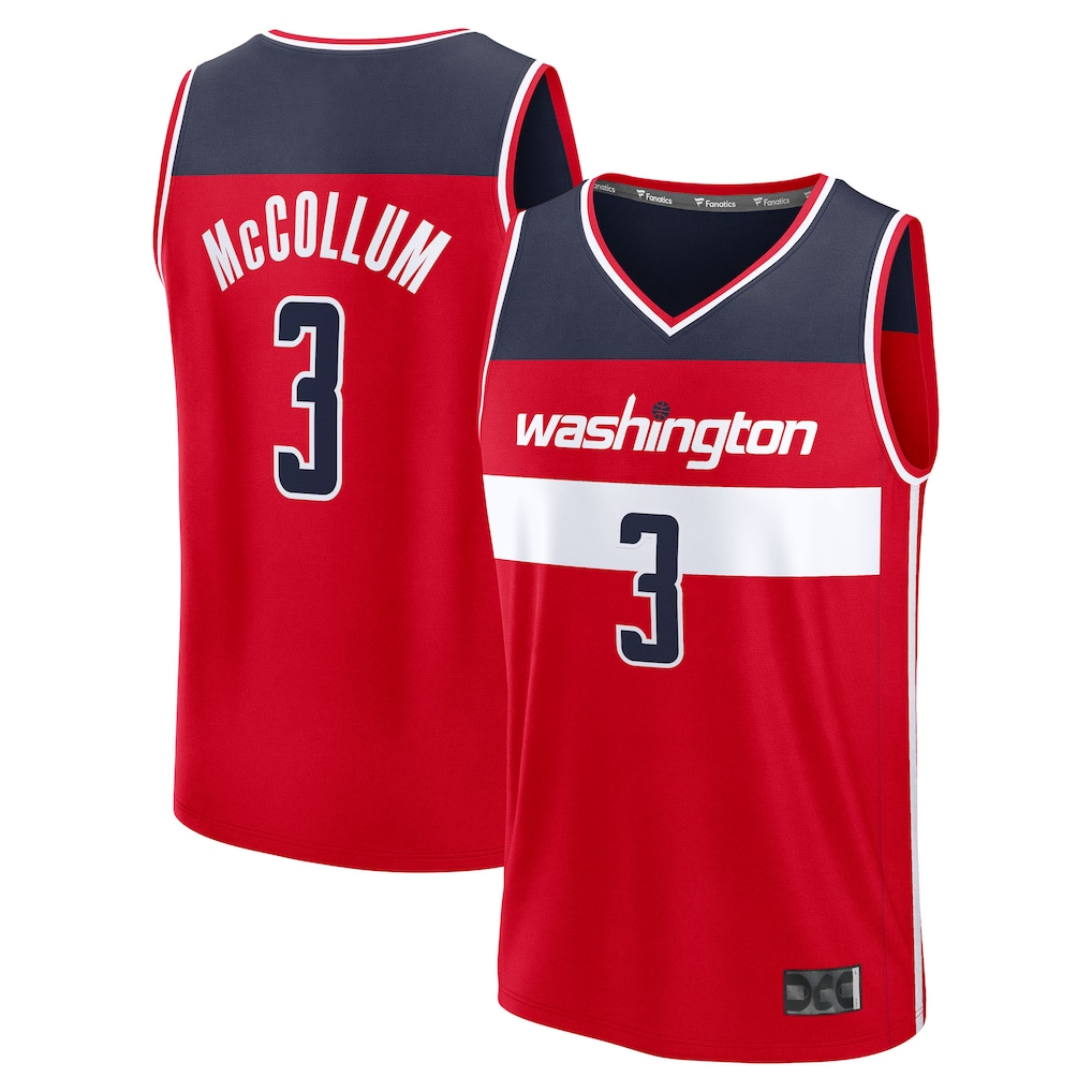 Ldoa W.Wizards #3 CJ McCollum Red Fast Break Replica Player Jerseys - Icon Edition