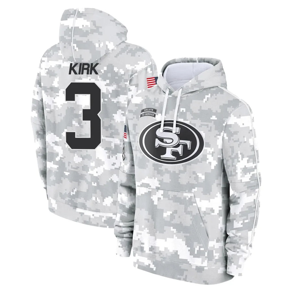 SF.49ers #3 Christian Kirk Player Arctic Camo Limited Salute to Service Pullover Hoodies Game Ldoa Stitched Jerseys