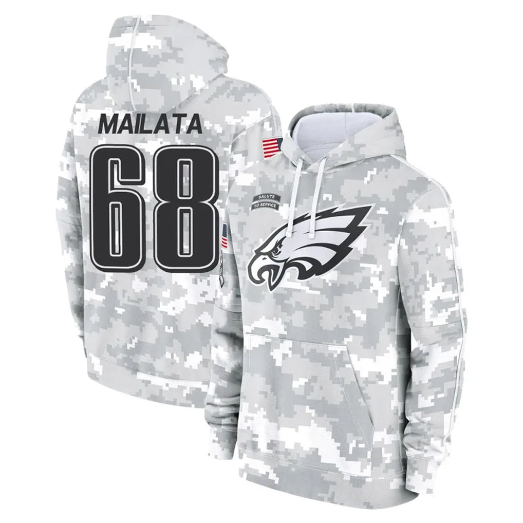 P.Eagles #68 Jordan Mailata Player Arctic Camo Salute to Service Pullover Hoodies Limited Game Ldoa Stitched Jerseys