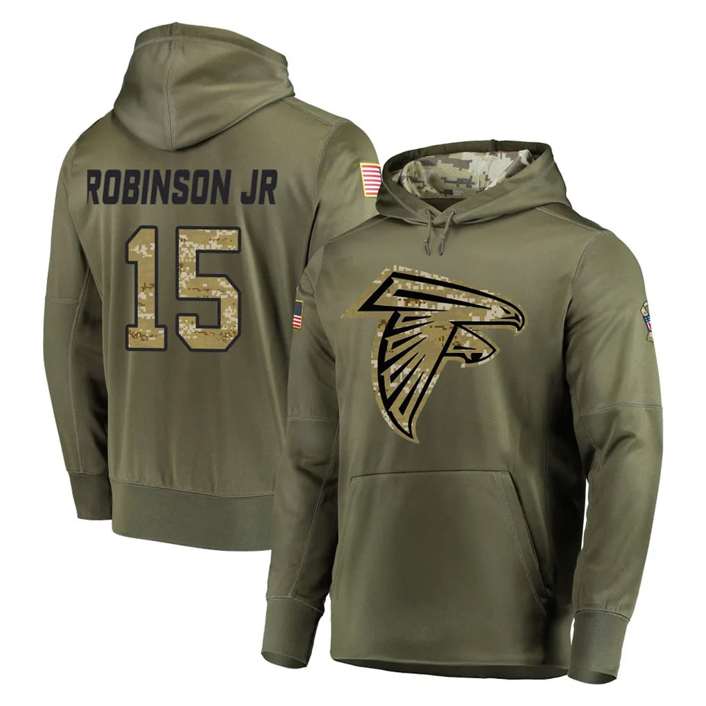 A.Falcons #15 Brian Robinson Player Olive Salute to Service Hoodies Ldoa Stitched Jerseys