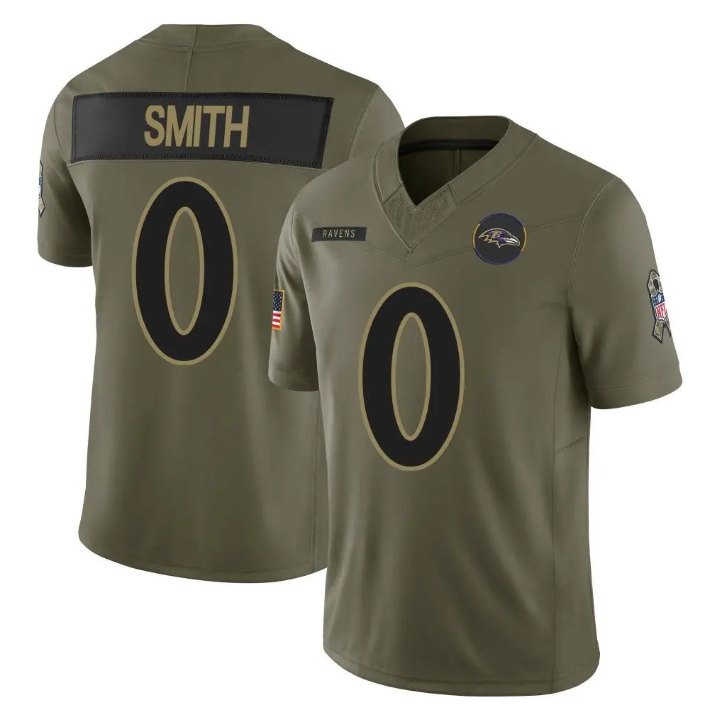 B.Ravens #0 Roquan Smith Player Olive Salute To Service Limited Home Game Ldoa Stitched Jerseys