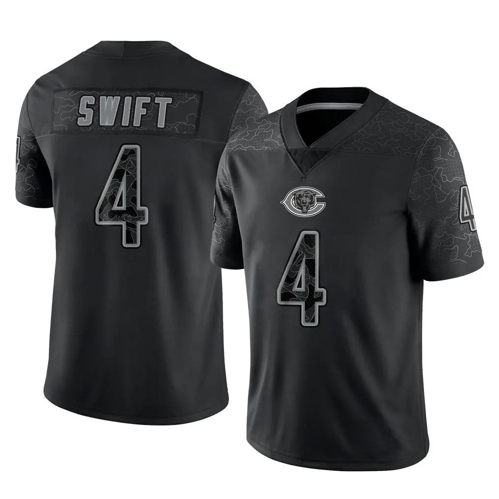 C.Bears #4 D'Andre Swift Player Black REFLECTIVE Limited Game Ldoa Stitched Jerseys