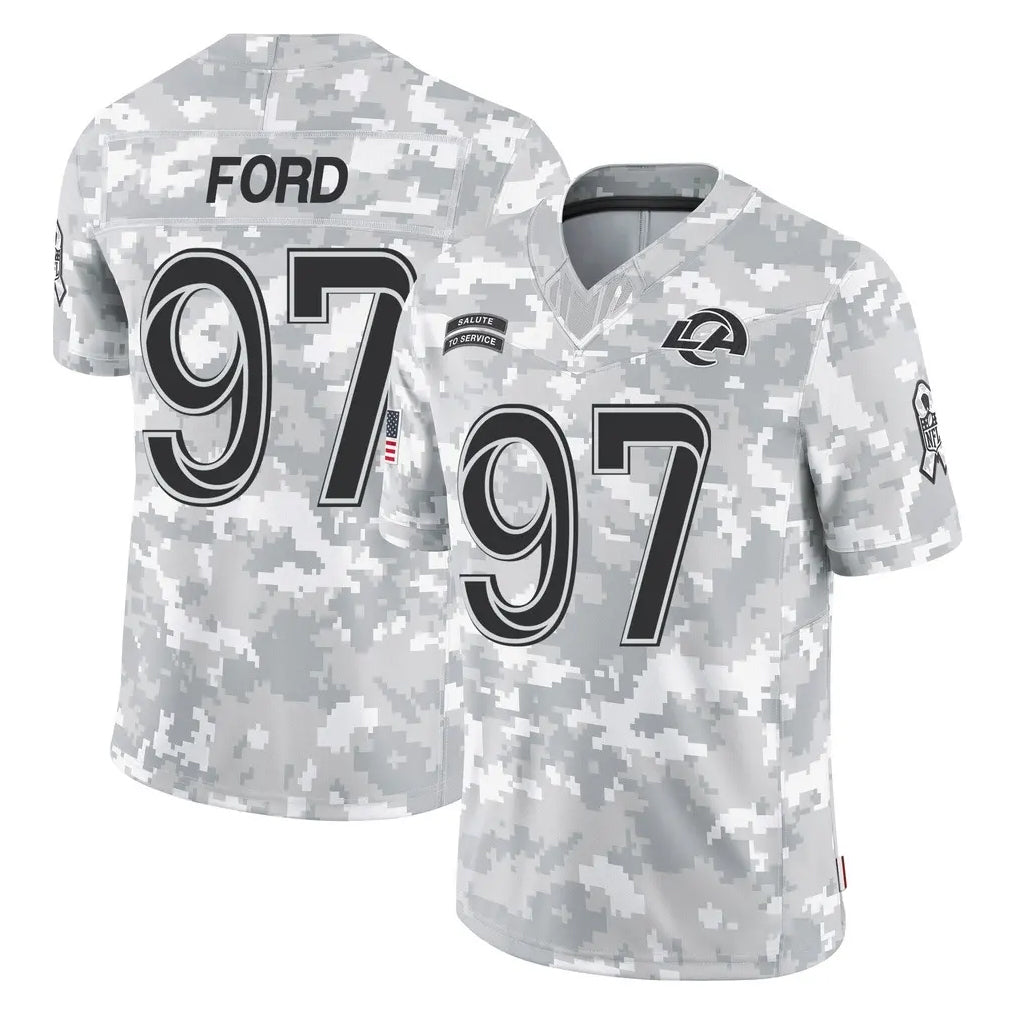 LA.Rams #97 Poona Ford Player Arctic Camo Salute To Service Limited Game Ldoa Stitched Jerseys