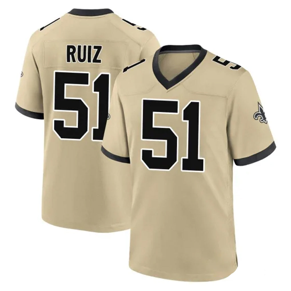 NO.Saints #51 Cesar Ruiz Player Gold Home Game Ldoa Stitched Jerseys