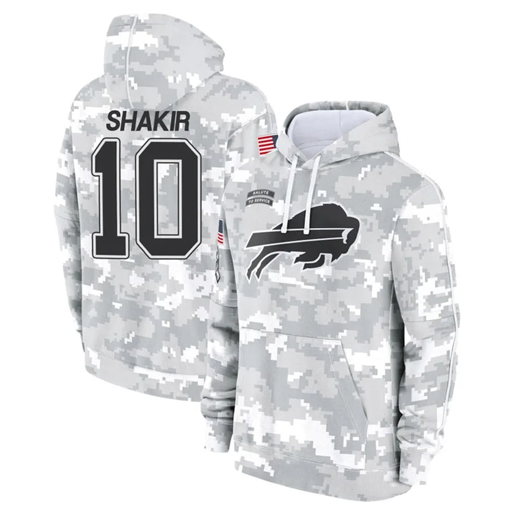 B.Bills #10 Khalil Shakir Player Arctic Camo Salute to Service Hoodies Limited Ldoa Stitched Jerseys