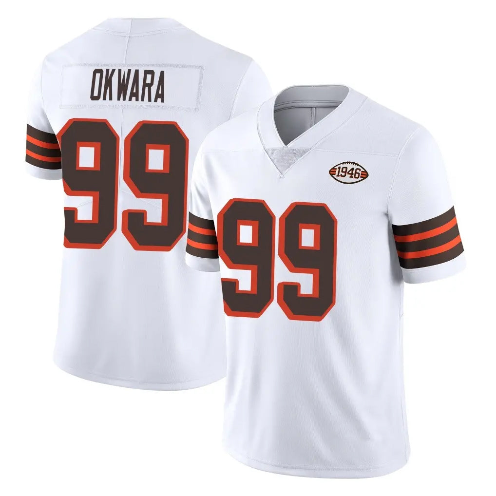C.Browns #99 Julian Okwara Player White Limited  Vapor 1946 Collection Alternate Game Ldoa Stitched Jerseys