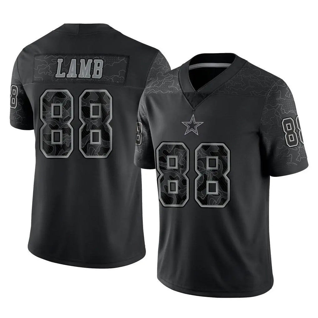 D.Cowboys #88 CeeDee Lamb Player Black Limited Reflective Home Game Ldoa Stitched Jerseys
