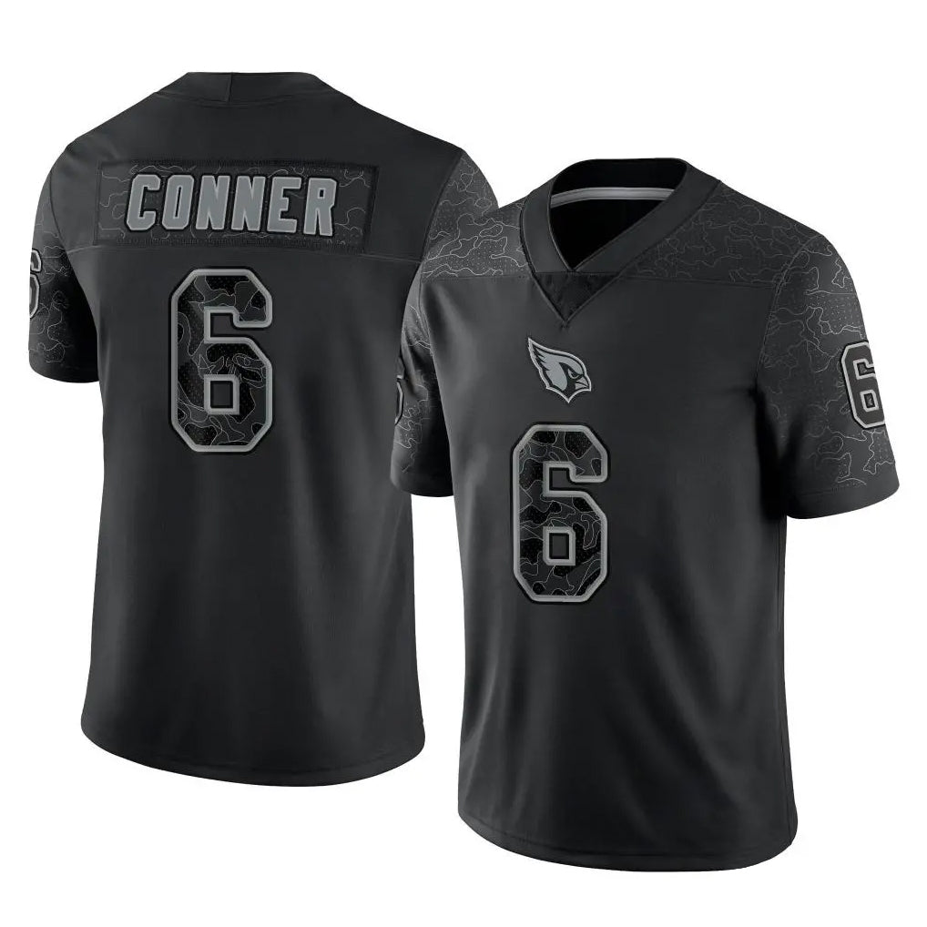 A.Cardinals #6 James Conner Player Black RFLCTV Limited Home Game Ldoa Stitched Jerseys