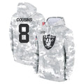 LV.Raiders #8 Kirk Cousins Player Arctic Camo Salute to Service Hoodies Limited Game Ldoa Stitched Jerseys