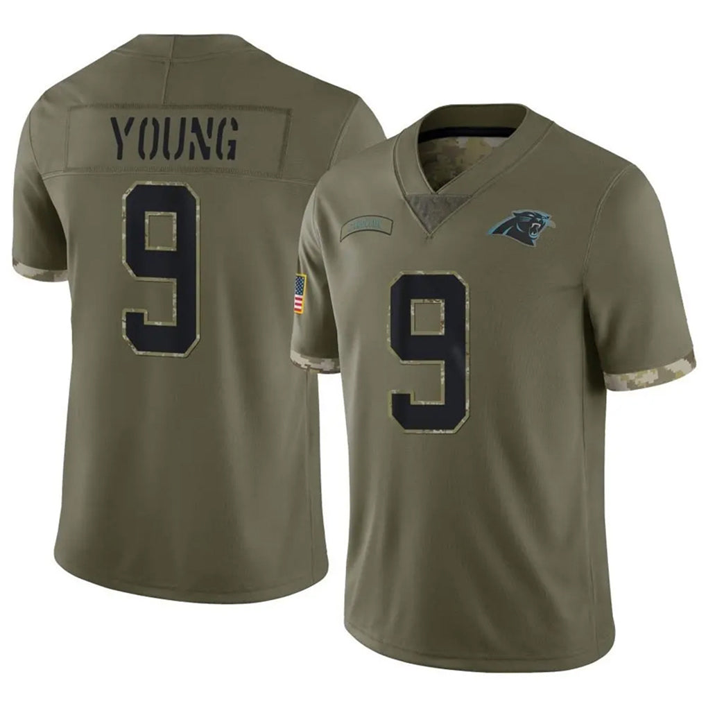 C.Panthers #9 Bryce Young Player Olive Salute To Service Limited Ldoa Stitched Jerseys