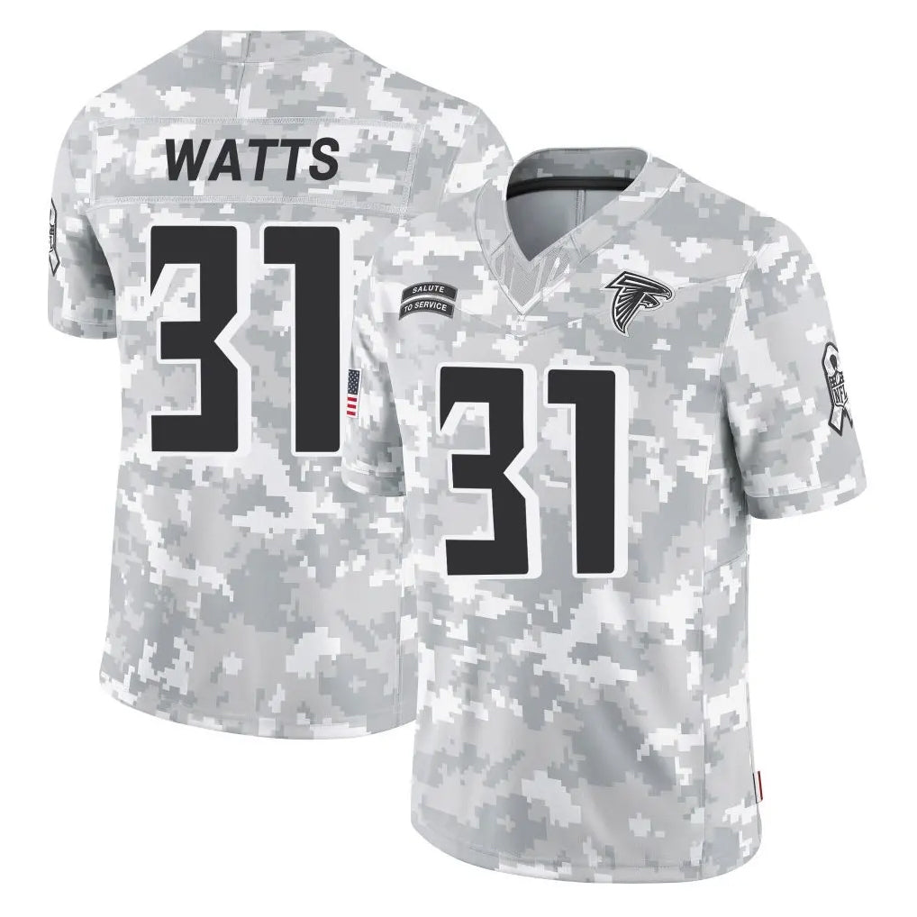 A.Falcons #31 Xavier Watts Player Camo Salute to Service Limited Ldoa Stitched Jerseys