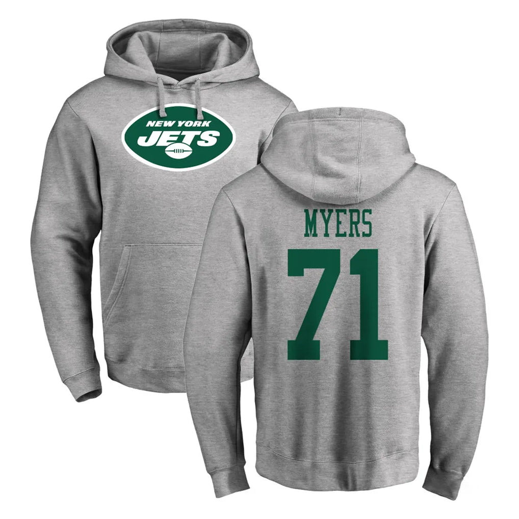 NY.Jets #71 Josh Myers Player Gray LOGO Pullover Hoodies Limited Game Ldoa Stitched Jerseys