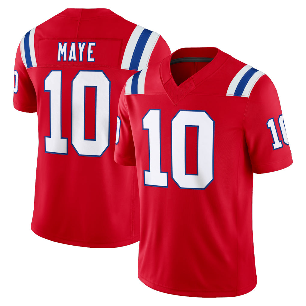 NE.Patriots #10 Drake Maye Player Red Limited Vapor F.U.S.E. Home Game Ldoa Stitched Jerseys