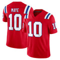 NE.Patriots #10 Drake Maye Player Red Limited Vapor F.U.S.E. Home Game Ldoa Stitched Jerseys