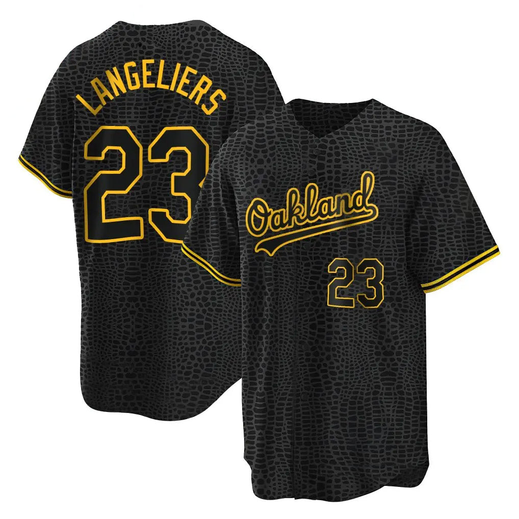 Athletics #23 Shea Langeliers Player Black Snake Skin City Home Game Ldoa Stitched Jerseys