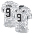 C.Panthers #9 Bryce Young Player Arctic Camo Salute to Service Limited Ldoa Stitched Jerseys