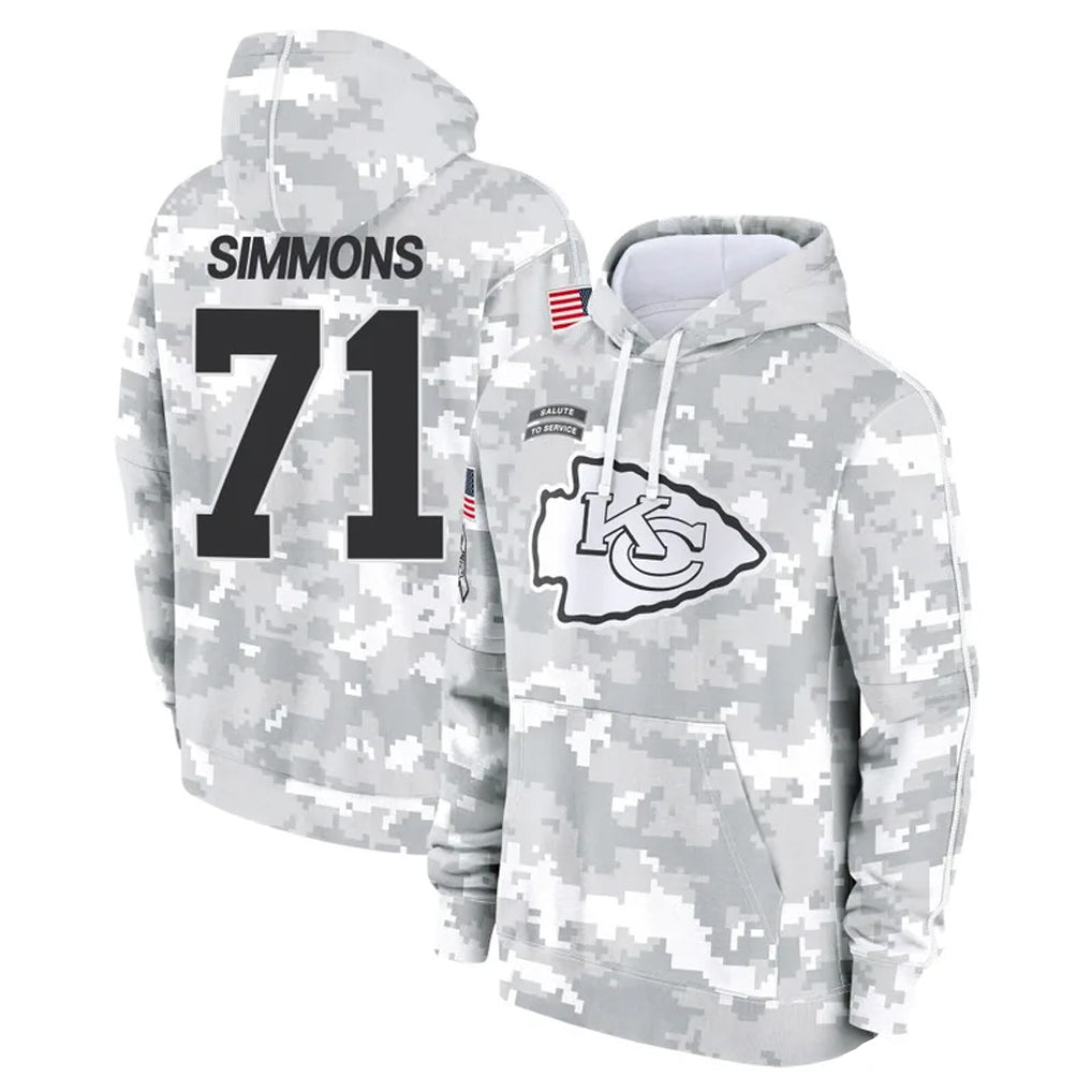 KC.Chiefs #71 Josh Simmons Player Arctic Camo Salute to Service Hoodies Limited Game Ldoa Stitched Jerseys