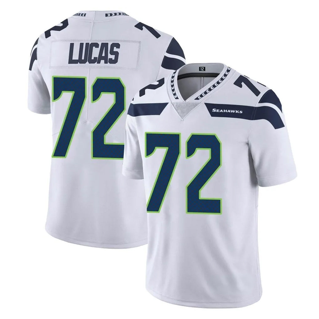 S.Seahawks #72 Abraham Lucas Player White Limited Vapor Untouchable Home Game Ldoa Stitched Jerseys