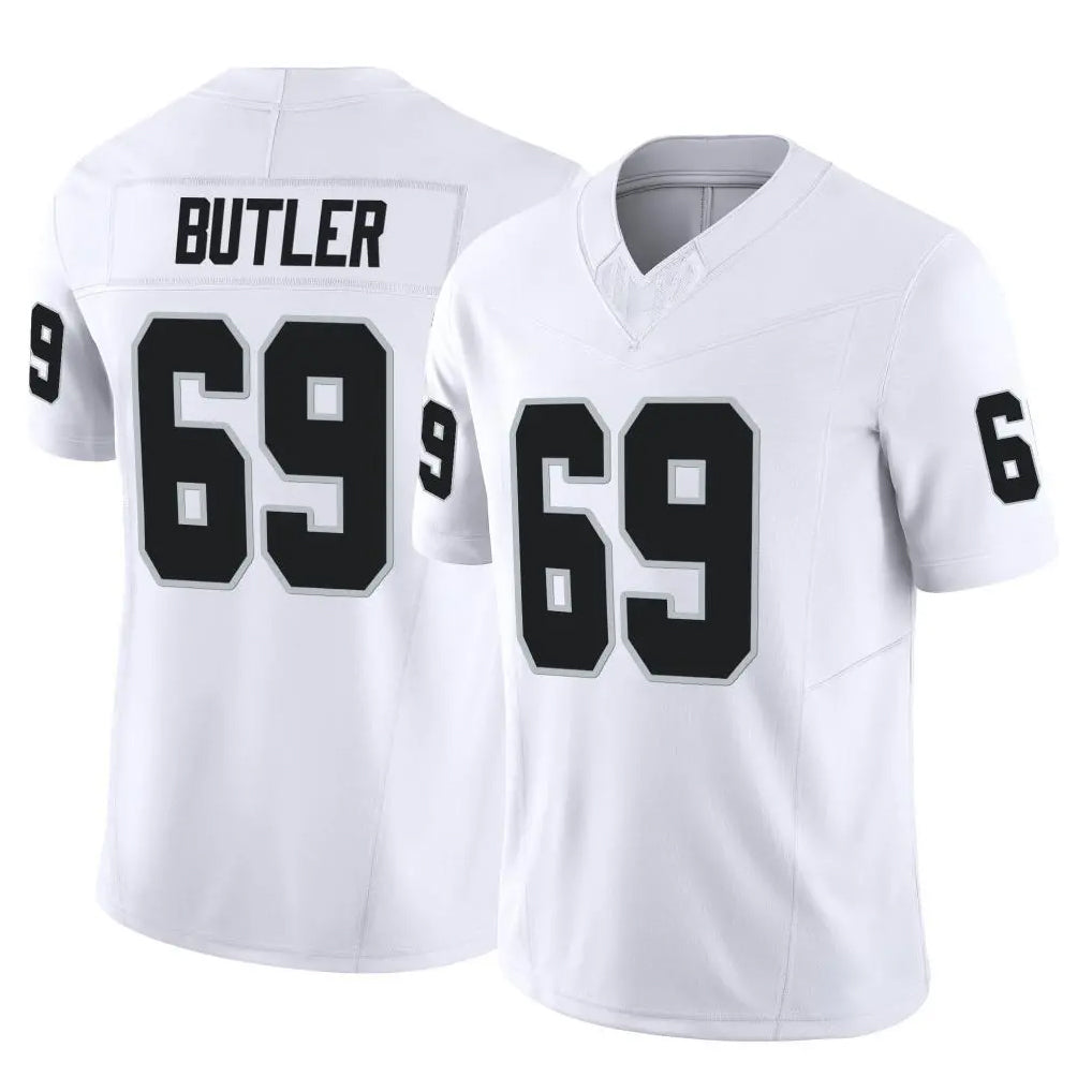 LV.Raiders #69 Adam Butler Player White Limited Vapor F.U.S.E. Home Game Ldoa Stitched Jerseys
