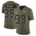 S.Seahawks #39 Ty Okada Player Olive 2025 Salute To Service Limited Home Game Ldoa Stitched Jerseys