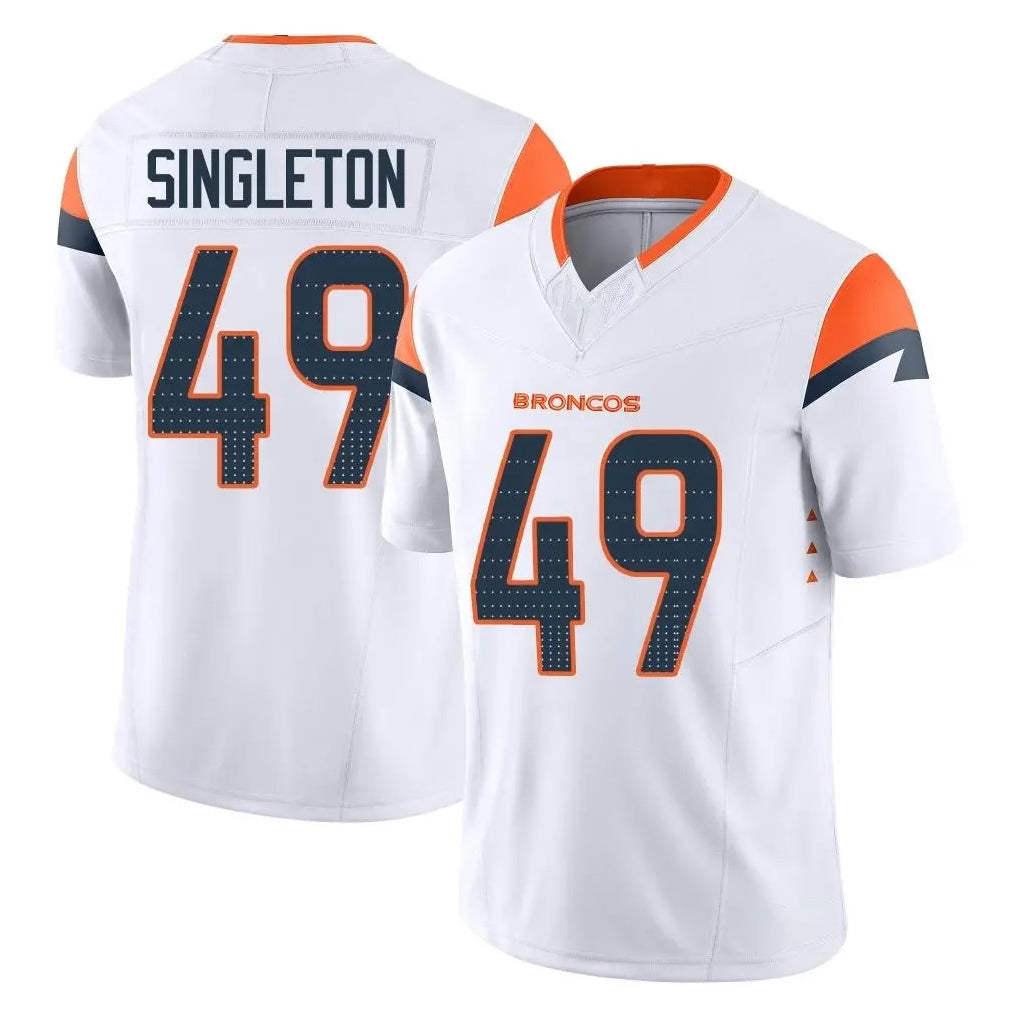 D.Broncos #49 Alex Singleton Player White Limited Vapor F.U.S.E. Home Game Ldoa Stitched Jerseys