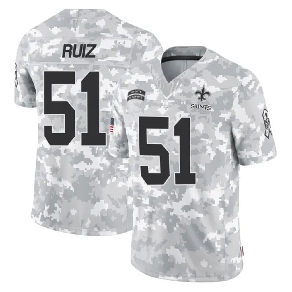 NO.Saints #51 Cesar Ruiz Player Arctic Camo Salute To Service Limited Game Ldoa Stitched Jerseys