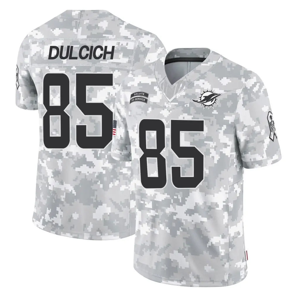 M.Dolphins #85 Greg Dulcich Player Arctic Camo Salute To Service Limited Game Ldoa Stitched Jerseys