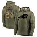 B.Bills #24 Cole Bishop Player Olive Salute to Service Hoodies Game Ldoa Stitched Jerseys